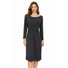 Boden Gray Long Sleeve Twist Front Jersey Midi Dress Size US 8R