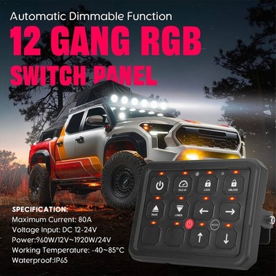 NEW RGB 6/8/12 Gang Switch Panel ON/OFF LED Light Bar For Truck ATV UTV RV Boat