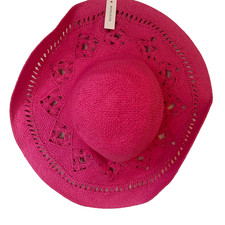 MONSOON Pink Straw Packable Sun Hat Adjustable NWT | (RRP £39) Holiday