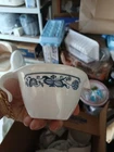 Vintage Corelle "Old Town Blue Onion" Sugar Bowl and Hook-Handle Creamer Set