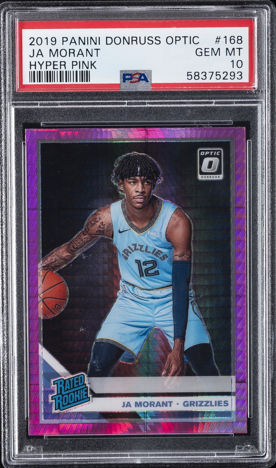 2019 PANINI DONRUSS OPTIC HYPER PINK #168 JA MORANT PSA 10