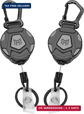 MNGARISTA 2-Pack Retractable Keychain, Heavy Duty Carabiner Badge Holder, Tactic