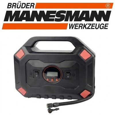 Brüder Mannesmann 12V Kompressor Kompakt-Luftkompressor +LED Arbeits-Leuchte