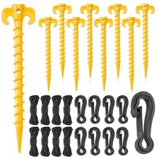 27 Pieces Plastic Inflatable Stakes Set, Include Tent Stakes, Tethers Ropes