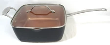 GOTHAM STEEL 4" Deep 9.5" Square Frying Pan Skillet w Lid
