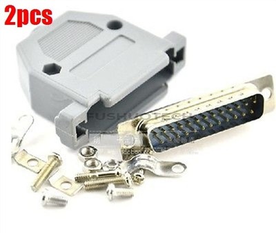 2Pcs 25-Pin Serial Assembly   With Shell Male Jack DB25 Plug Connector I cl @zx