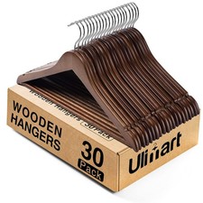 Wooden Hangers 30 Pack,Clothes Hanger for Daily Used,Coat Hanger for Closet,H...
