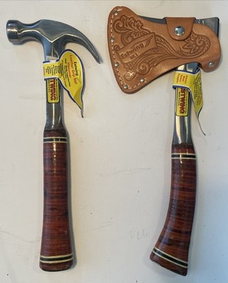 EstWing16oz Rip Claw Hammer And Sportsman Axe Leather Grip NOS