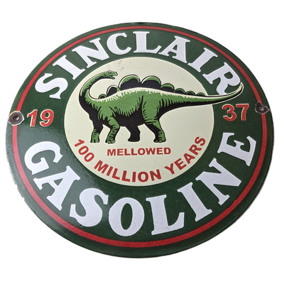 #ad Vintage Sinclair Gasoline Sign Dino Service Station Gas Pump Porcelain Ad Sign $138.37