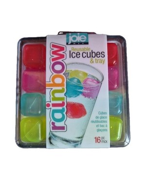Joie Rainbow wiederverwendbare farbige Eiswürfel und Tablett 16 Stück ~ Neu Kostenloser Versand.