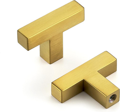 10 Pack Gold Cabinet Knobs 2 Inch - Brushed Brass Drawer Knobs Single Hole Gold 