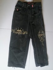 Vintage Y2k JNCO Jeans Tribal Crown Side Embroidered Jeans 36x30 SEE PICTURES