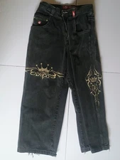 Vintage Y2k JNCO Jeans Tribal Crown Side Embroidered Jeans 36x30 SEE PICTURES