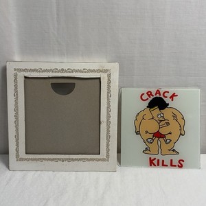 Vintage Carnival Mirror Glass Prize 6”x6” Bart Simpson Crack Kills!