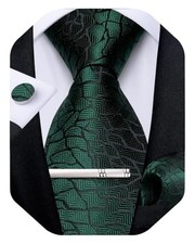  Plaid Ties for Men Silk Checkered Necktie and Pocket Emerald Green Novelty