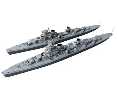 Bateaux Bois Militaires 2 Cuirassés 42Cm Wood Scale Model 1/500° circa 1960 - Photo 1/4