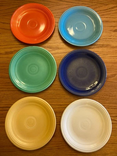 Vintage Fiestaware - Set of six 7" salad plates in the original 6 colors