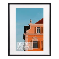 Picture Frame 16x20 Black Display 11x17 w/Mat or 16x20 Wall Tabletop Poster