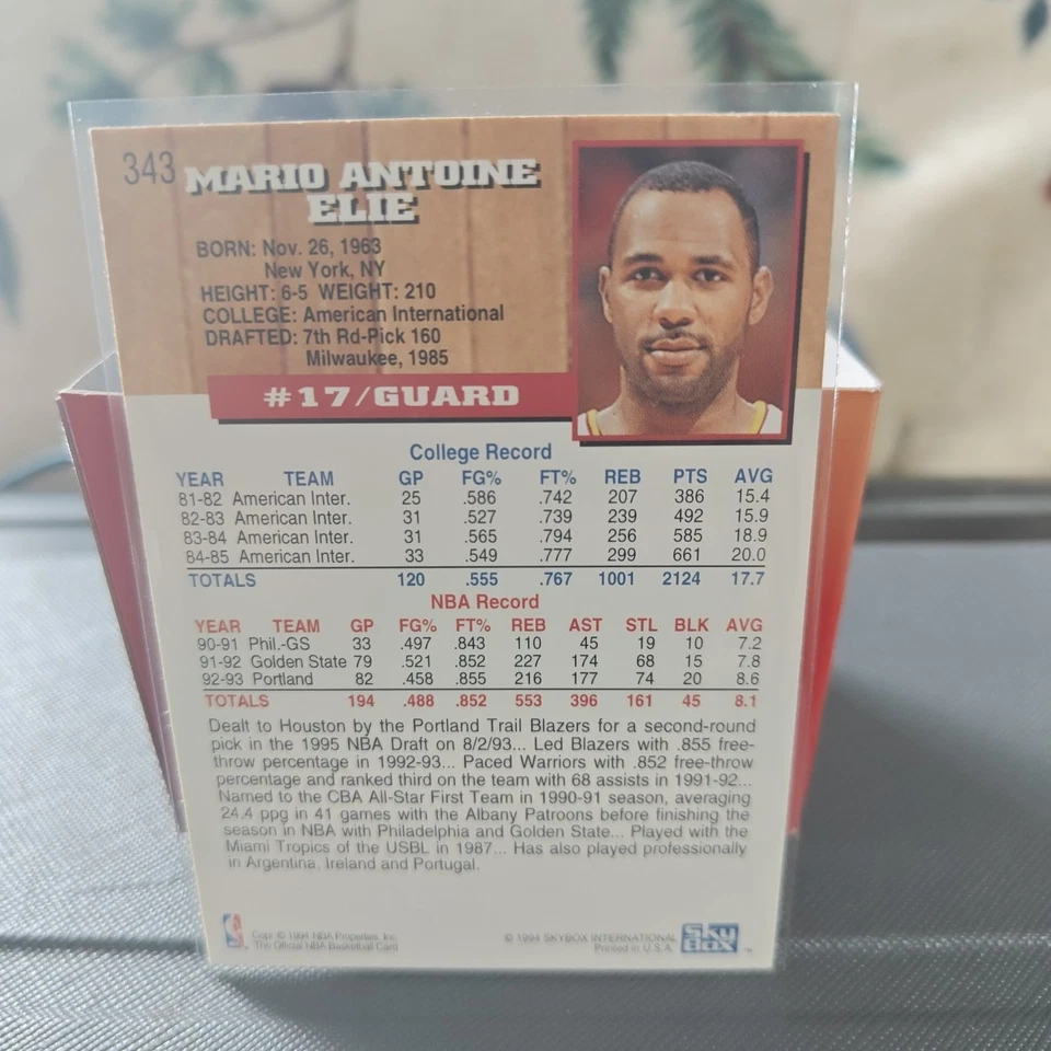 1993-94 NBA Hoops - Mario Elie #343 - Image 2 of 2