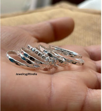 Set Of 8 Sterling Silver Stacking Ring , Wide Band Ring , Wedding Ring ,All Size