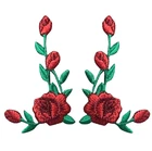2-Pack Rose Applique Patch Set - Embroidered Flower Badges 2-3/8" (Iron On)