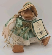 RUSS The Country Folks Miss Happywings Duck Figurine Green Gingham Dress Vtg