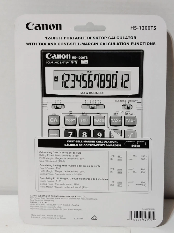 New! Canon HS-1200TS 12-Digit Calculator Extra Large Upright Display 7438A023 - Image 2 of 3