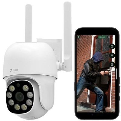 7links WLAN-Pan-Tilt-Outdoorkamera, 2K, Tonerkennung, Farb-Nachtsicht, Sirene