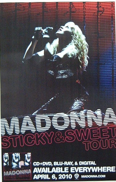 マドンナ　Sticky ＆ Sweet Tour France　貴重 ポスター Madonna poster - Sticky and Sweet Tour promo poster 11 x 17