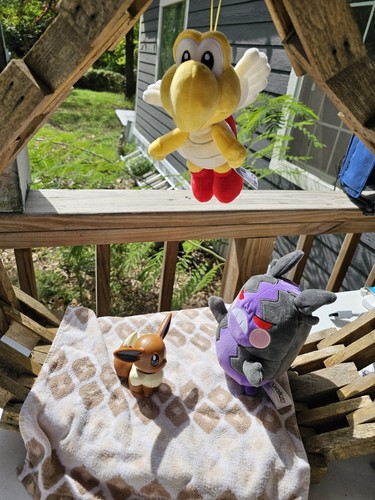 S Mario Bros Red Flying Koopa Troopa 7.5” Turtle Plush + Morpeko Pokemon & Eevee - 第 1/23 張圖片