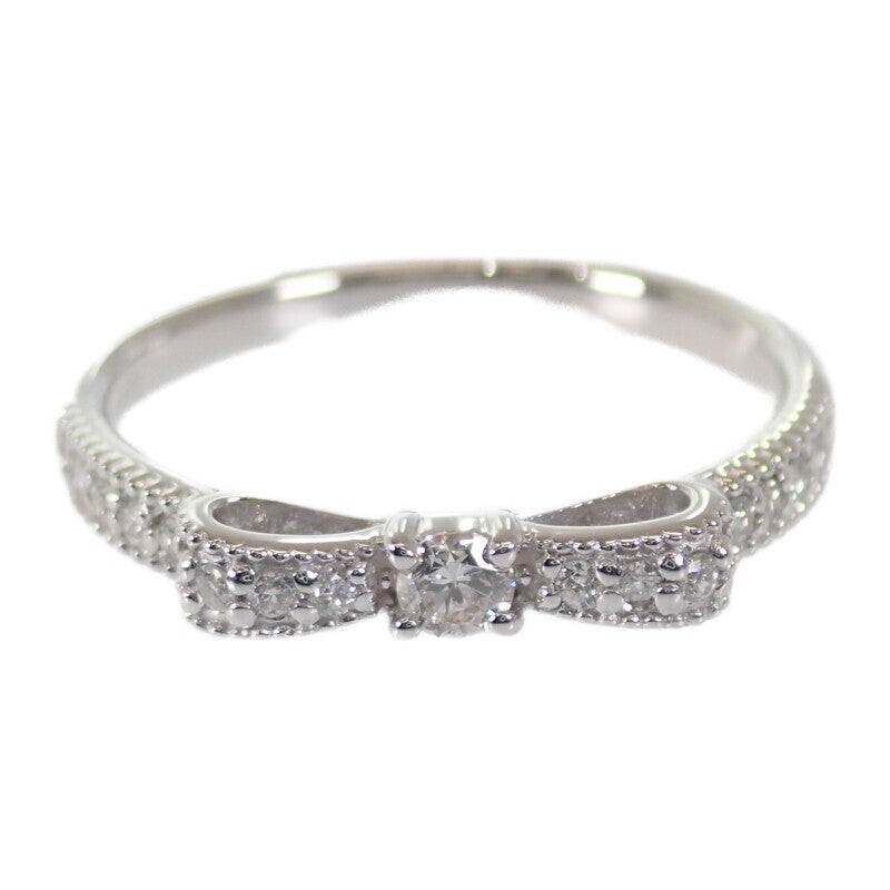 Design Jewelry Ribbon Motif Ring K18 White Gold Size US