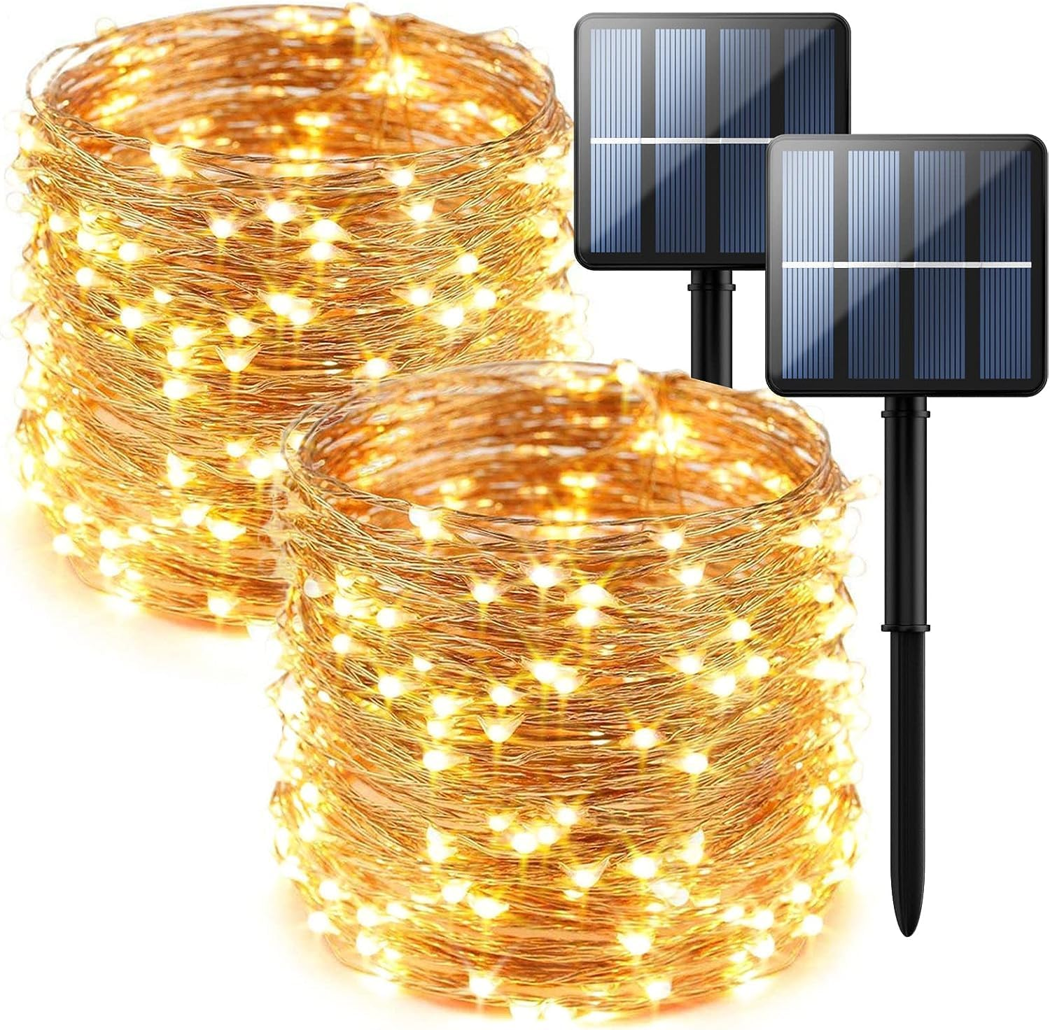 2-Pack 200 LED Solar String Lights for Outside,Solar Fairy Lights for outside