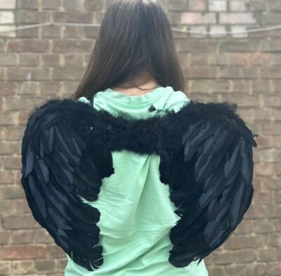 Déguisement fantaisie Halloween ailes d'ange de fée noire grandes ailes fête diable - Photo 1/2