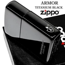 Zippo Armor Case Titanium Black Side Logo "A" Oil Lighter Brass Japan Gift