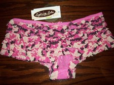 NWT HONEYDEW MESH RUMBA BOYSHORT PANTIES 007 PINK CAMOUFLAGE L