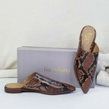 Franco Sarto Rayna Pointed Toe Cognac Snakeskin Embossed Mule Slide