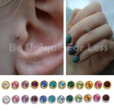 Earring Ear Studs Bezel Crystal  3mm  Earrings Tragus Butterfly Back Alloy