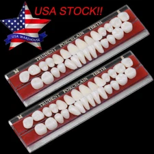 2 Pcs Dental Porcelain Dentures Material Alloy-Pin Teeth Colors Shade Guide 24#