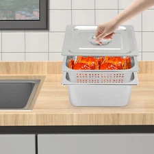 3-Pack Stainless Steel Pan Steam Hotel Prep Table Food Perforated Pan 1/2 Size