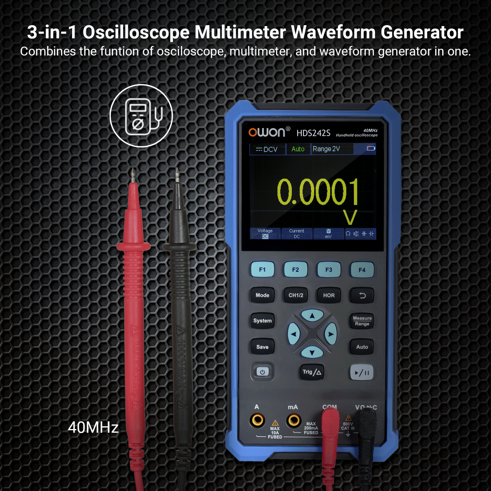 OWON HDS242S 2--Handoszilloskop-Multimeter-Wellenformgenerator D2K2