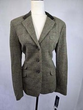 Chaps Size 12 Women's Green Plaid Blazer/jacket Nwt! Velvet Collar Ashcombe