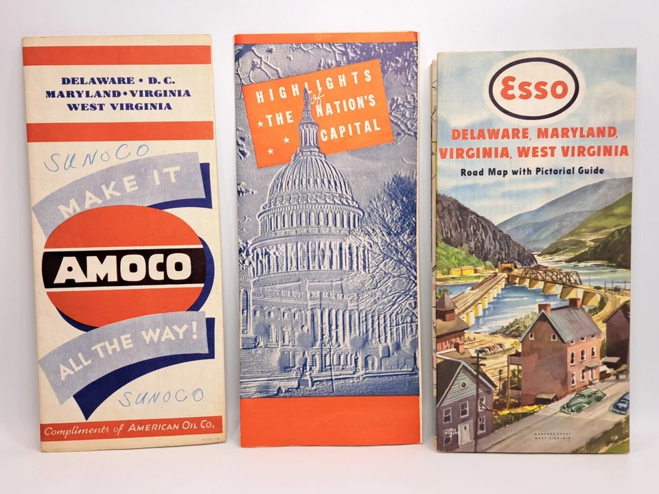 VTG SET OF 5 SUNOCO ESSO AMOCO OIL CORP ROAD MAPS W/ SCENIC TRAVEL GUIDES - Image 4 of 4