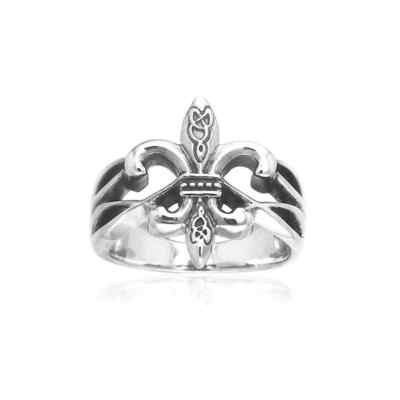 Celtic Knot Fleur de Lis 925 Sterling Silver Ring Symbolic Fine Jewelry 