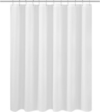 Short Fabric Shower Curtain Liner 60 Inches Long, Hotel Quality, Machine Washabl