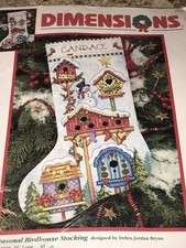 NEW Dimensions 16" Seasonal Birdhouse Stocking Cross Stitch Kit 8637
