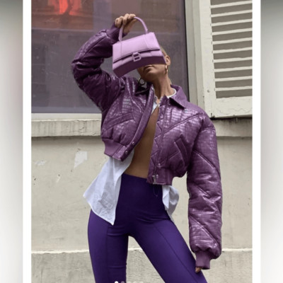 New Rotate by Birger Christensen Rosa Cropped Faux Bomber