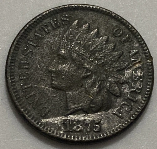 1875 Indian Head Cent XF Detail Env. DMG Exact Coin Imaged #IND77