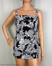 NWT Swim Solutions Bandeau Saraong One-Piece Swimsuit Tummy Control Size 10-18