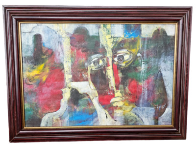 ''Lady Whisper'' Ahmad daba احمد دبا original Abstract Fine arts painting 27x 20''
