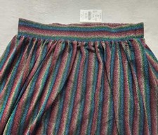 New women's J Crew Factory  knit sparkle rainbow stripe midi skirt